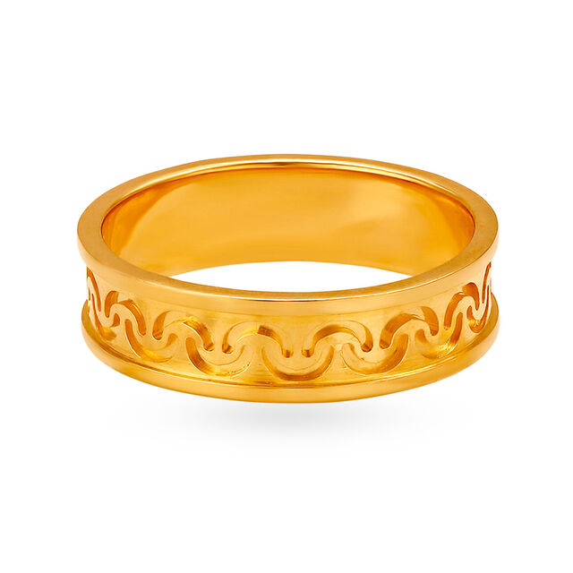 Hypnotic 22 Karat Yellow Gold Carved Finger Ring,,hi-res
