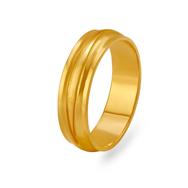 Sophisticated Ridged Gold Ring for Men,,hi-res