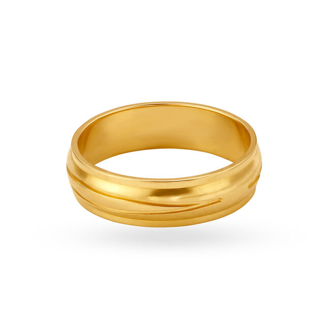 Sophisticated Ridged Gold Ring for Men,,hi-res
