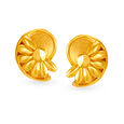 Glossy Floral Gold Studs 