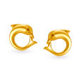 Glistening Dainty Dolphin Gold Stud Earrings For Kids 