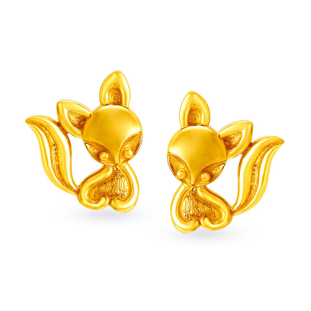 Charming 22 Karat Yellow Gold Fox Studs 