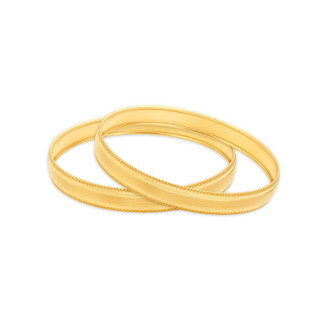 Austere Yellow Gold Furrowed Bangles,,hi-res