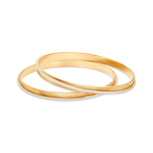 Glamorous Yellow Gold Textured Overlap Bangles 