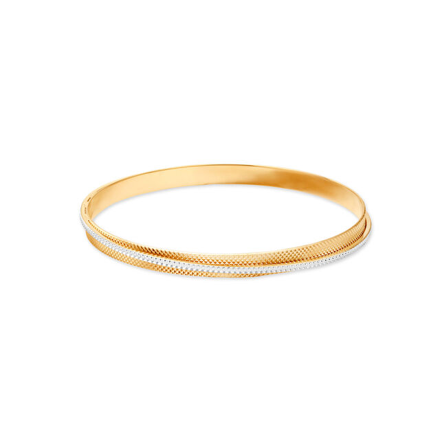 Glamorous Yellow Gold Textured Overlap Bangles 2