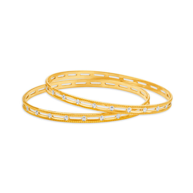 Elegant Yellow Gold Textured Bangles 