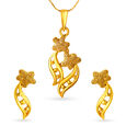 22 Karat Gold Floral Pendant Set 