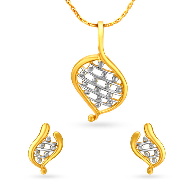 Dew drop Gold Pendant and Earrings Set,,hi-res 
