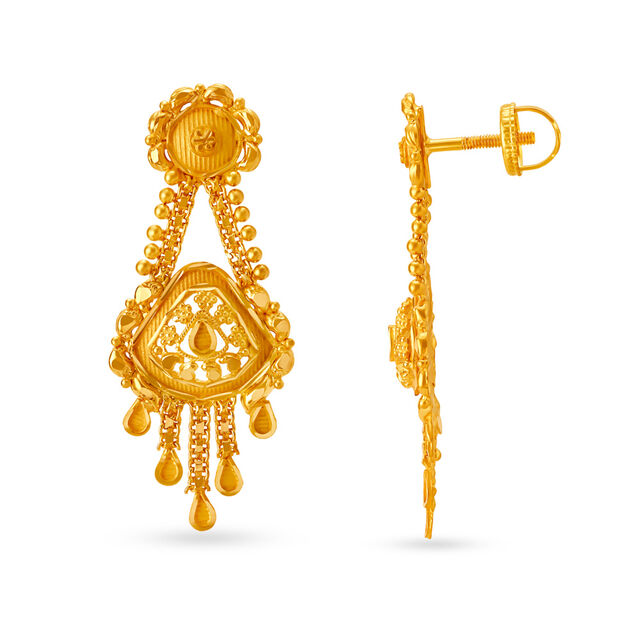 Regal 22 Karat Yellow Gold Beaded Drop Earrings 2