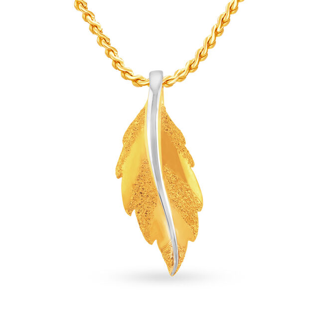 Contemporary Leaf Patterned Gold Pendant 