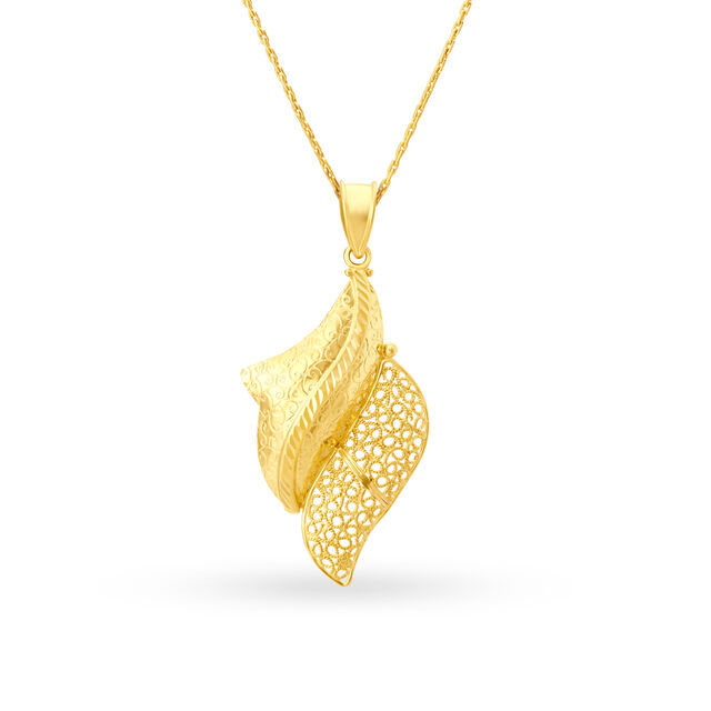 Surreal Leaf Shape Gold Pendant 