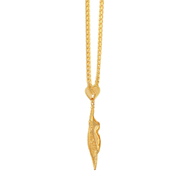 Surreal Leaf Shape Gold Pendant 2