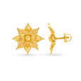 Exuberant 22 Karat Yellow Gold Floral Studs 2
