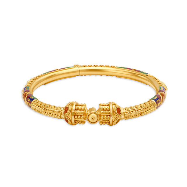 Striking 22 Karat Yellow Gold Beaded Bangle 