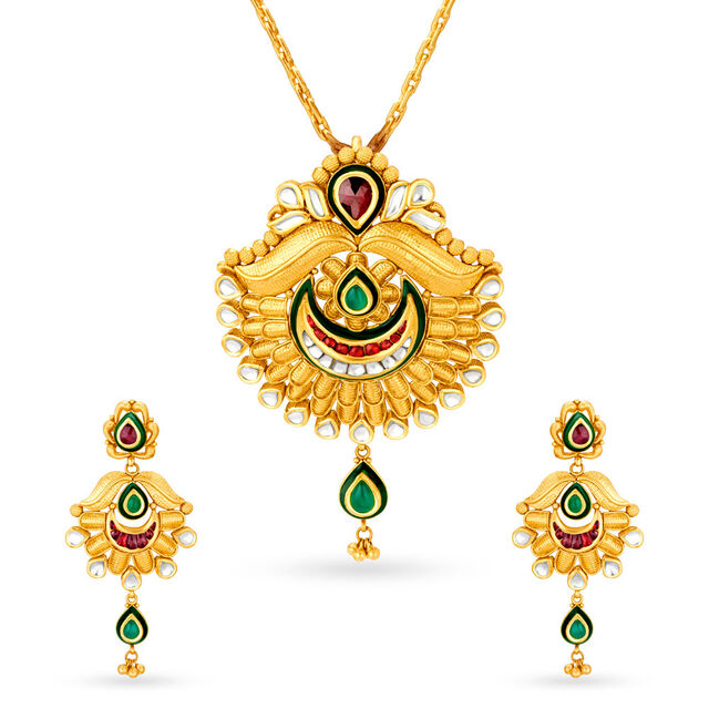 Regal Gold Pendant and Earrings Set,,hi-res 