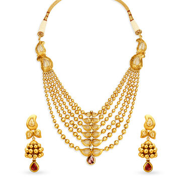 Leaf Inspired Grand Gold Necklace Set