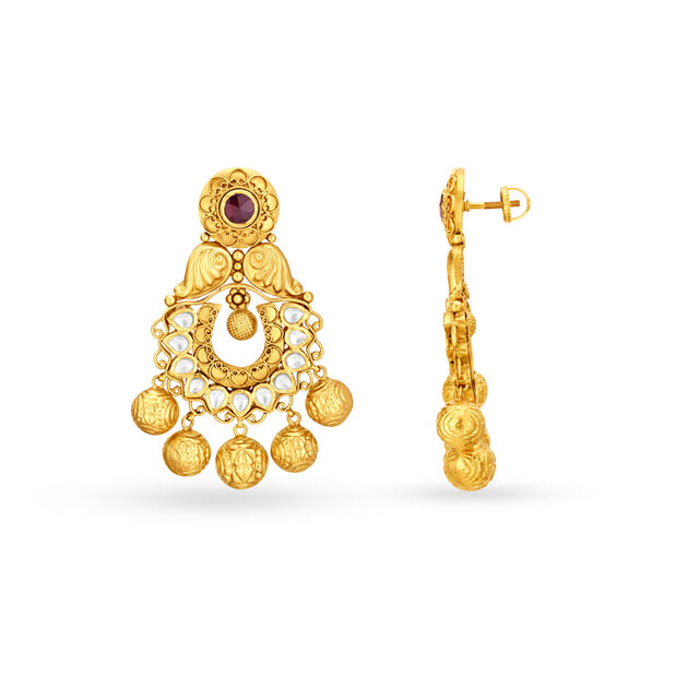 Stunning 22 Karat Yellow Gold Kundan Drops 2