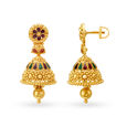 Graceful Traditional Gold Jhumki style Drop Earrings,,hi-res 2