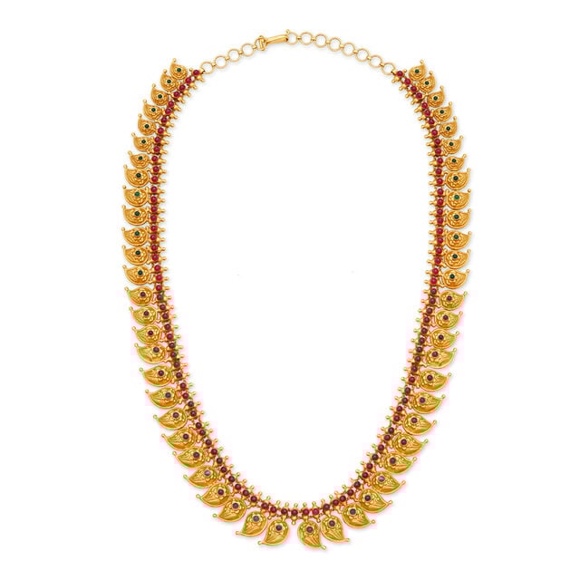 Spectacular Leaf Pattern Gold Haaram,,hi-res 
