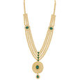 Floral Motif Coloured Stone Studded Gold Haaram,,hi-res 2