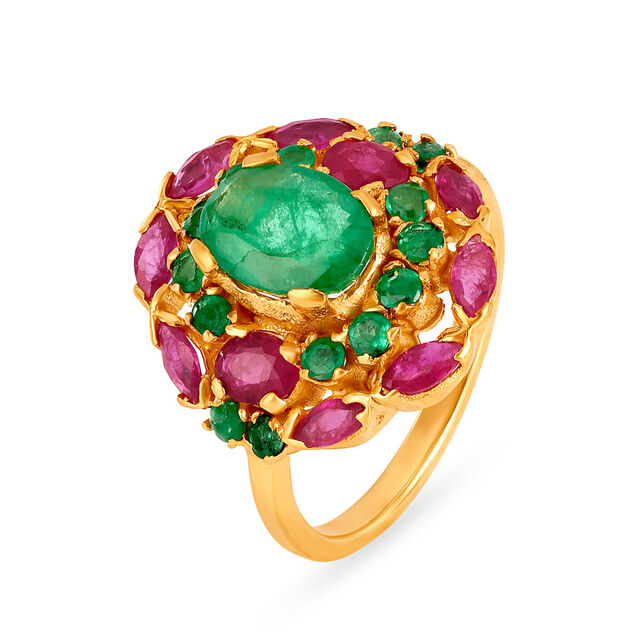 Gorgeous 22 Karat Gold And Emerald Oval Ring,,hi-res