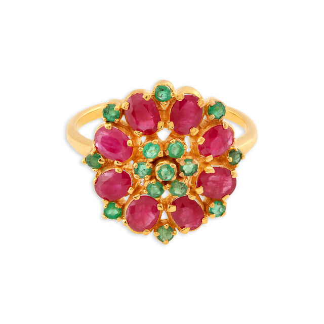 Beautiful 22 Karat Gold Floral Ring With Rubies And Emeralds,,hi-res 4