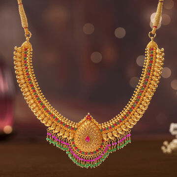 Exuberant Gold Necklace with Stones