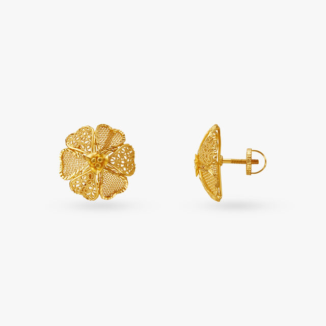 Blossom Mesh Gold Stud Earrings 2
