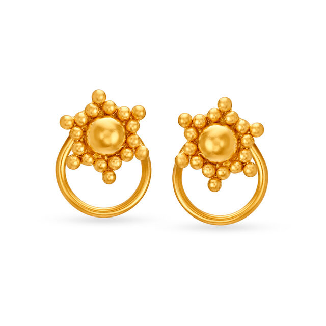 Lovely 22 Karat Yellow Gold Floral Studs 