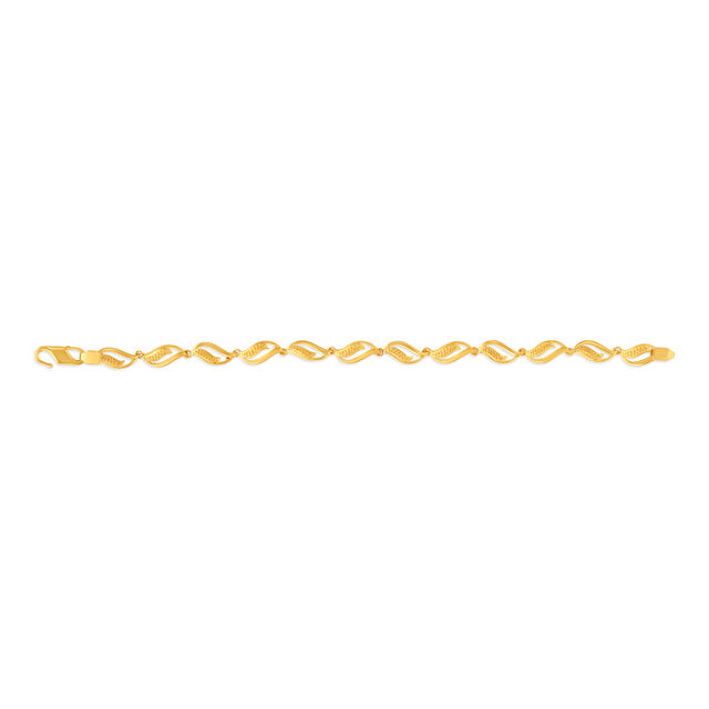 Gorgeous Yellow Gold Carved Leaf Chain Bracelet,,hi-res 