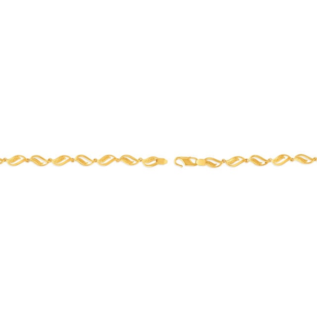 Gorgeous Yellow Gold Carved Leaf Chain Bracelet,,hi-res 2