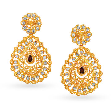 Graceful Floral Gold Drop Earrings