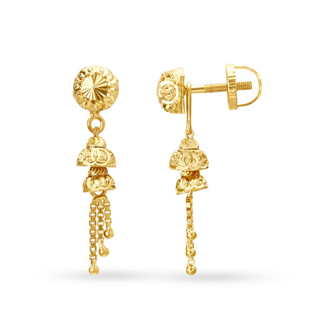 Contemporary Lustrous Gold Jhumkas,,hi-res