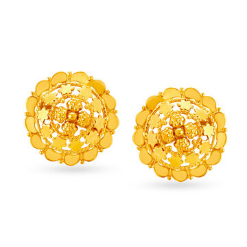 Elaborate 22 Karat Yellow Gold Floral Studs
