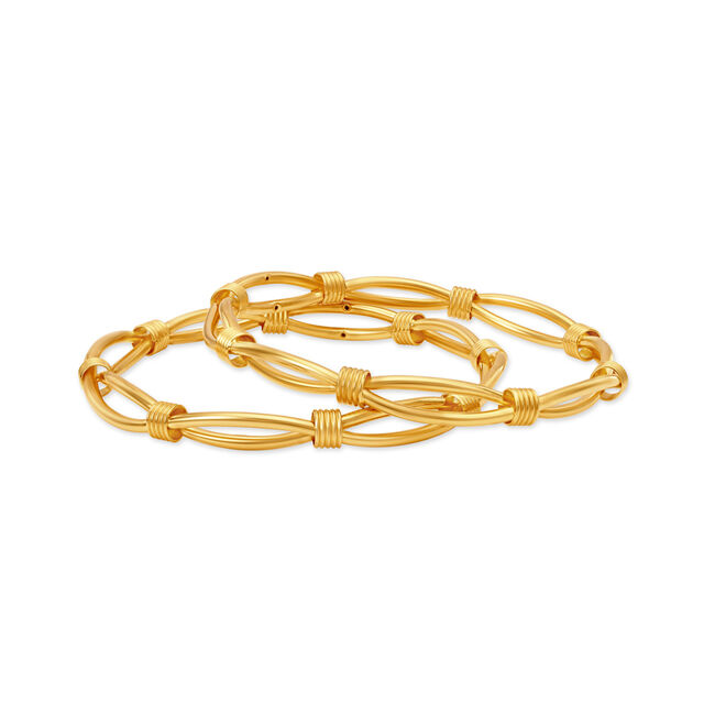 Aesthetic Yellow Gold Corded Bangles,,hi-res