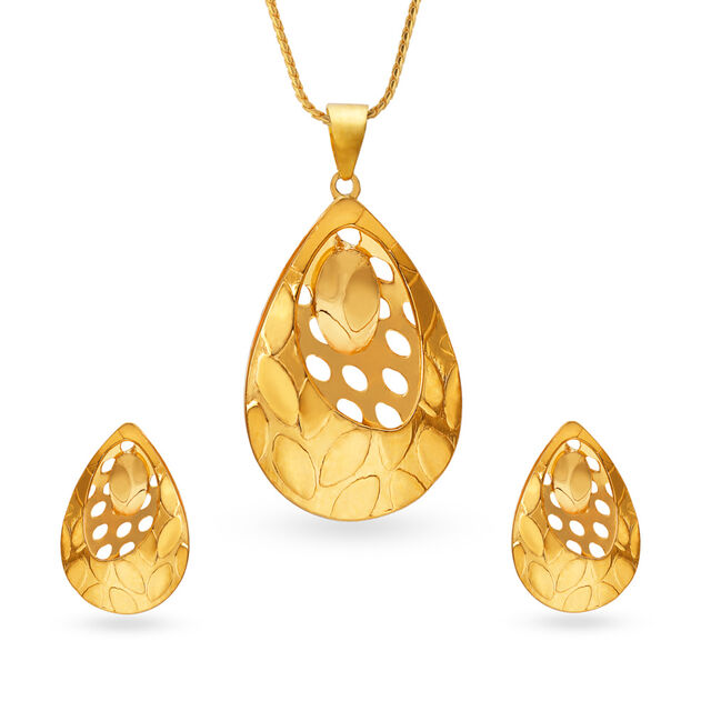 Eclectic Gold Pendant Earrings Set,,hi-res 