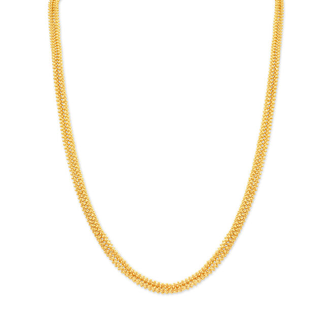 Alluring Yellow Gold Beaded Dual Chain 