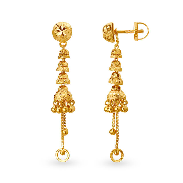 Enticing Sui Dhaga 3 Layer Gold Drop Earrings,,hi-res 3