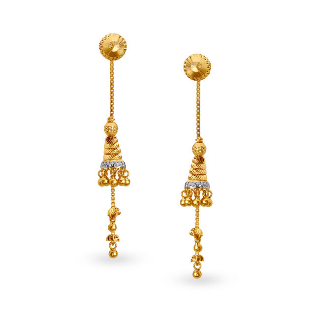 Resplendent 22 Karat Yellow Gold Beaded Drop Earrings,,hi-res 