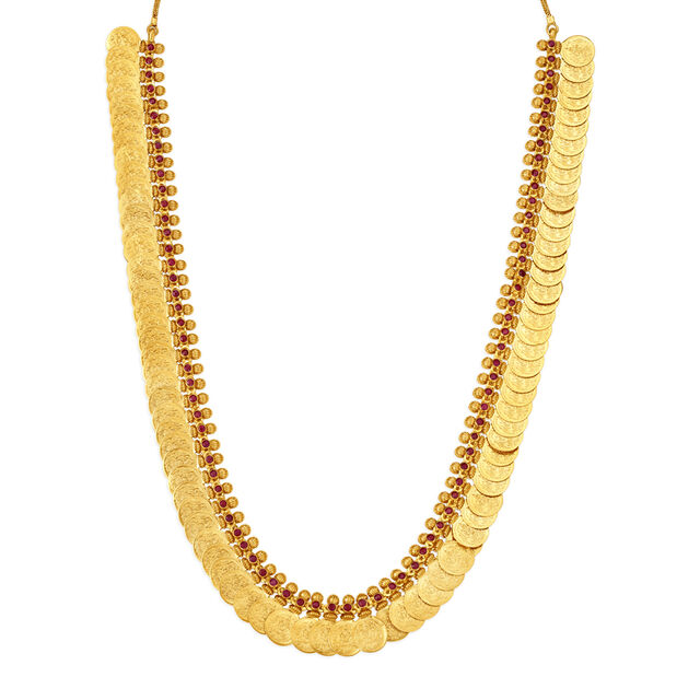 Traditional Ruby Embellished Gold Haaram,,hi-res 2