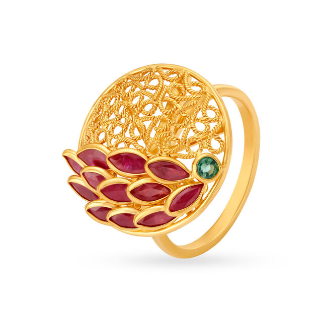 Charming 22 Karat Gold, Ruby And Emerald Finger Ring,,hi-res 