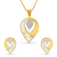Lavish Leaf Motif Gold Pendant and Earrings Set For Kids 