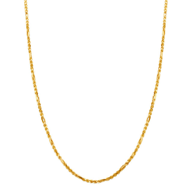 Arresting Yellow Gold Roped Figaro Chain 