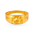 Sleek Geometric Gold Finger Ring for Men,,hi-res 2