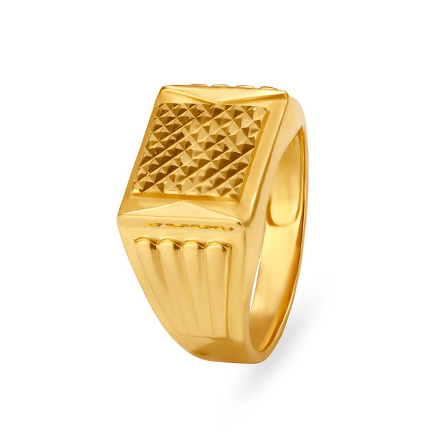 Sparkling 22 Karat Yellow Gold Textured Square Finger Ring,,hi-res
