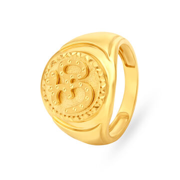 Heavenly 22 Karat Yellow Gold Om Engraved Finger Ring