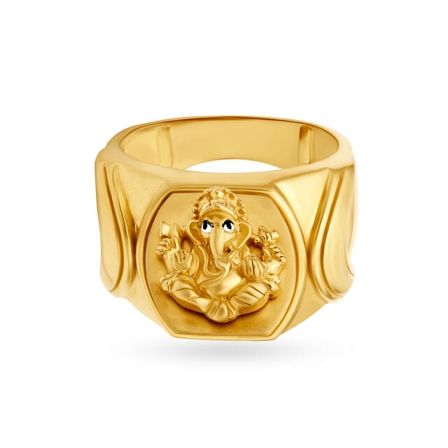 Venerated 22 Karat Yellow Gold Ganesha Finger Ring,,hi-res