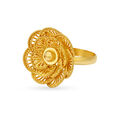 Exclusive 22 Karat Yellow Gold Elaborate Flower Finger Ring,,hi-res 2