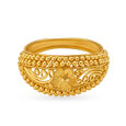 Exquisite Floral Gold Finger Ring with Rava Work,,hi-res 2