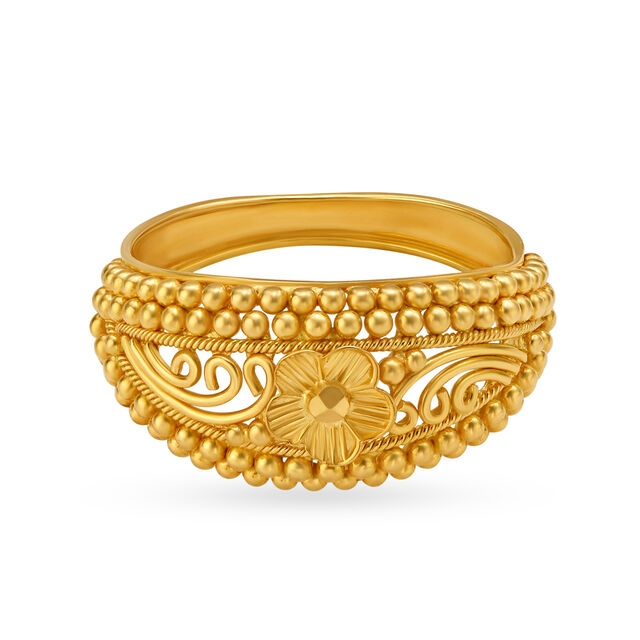 Exquisite Floral Gold Finger Ring with Rava Work,,hi-res 2